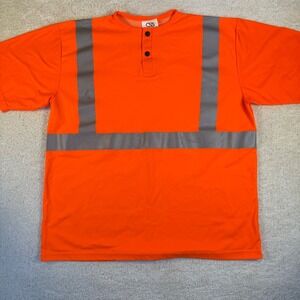 High Visibility Orange Safety Work Shirt Reflective Stripes Short Sleeve XXLarge
